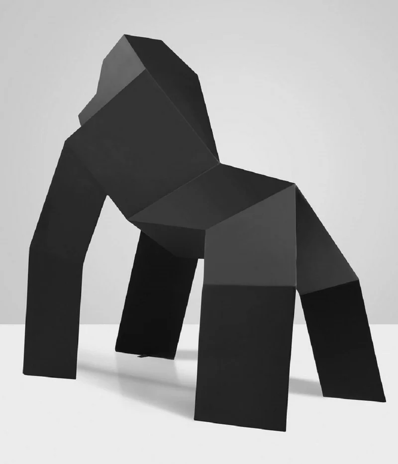 Casa Padrino XXL Deko Skulptur Gorilla Schwarz 175 x H. 170 cm