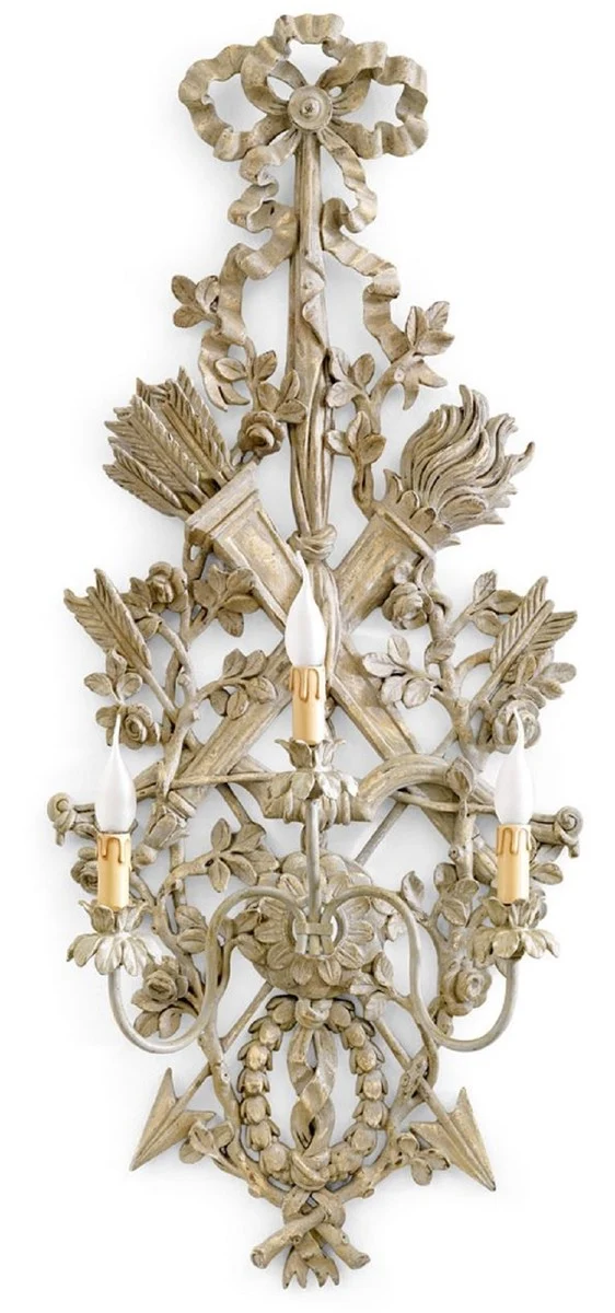 Casa Padrino Luxus Barock Wandleuchte Antik Beige H. 114 cm - Made in Italy