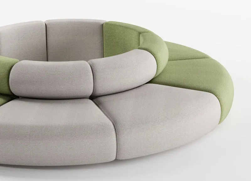 Casa Padrino Luxus Sofa Grau / Grün Ø 340 x H. 72 cm - Rundes Modulares Sofa - Luxus Möbel