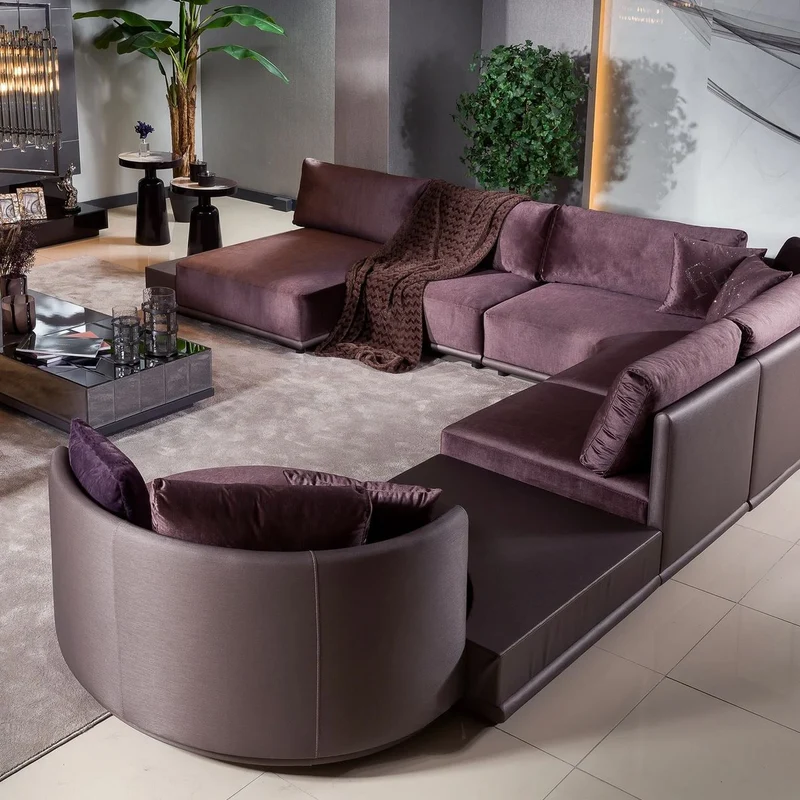 Casa Padrino Modulares Luxus Wohnzimmer Ecksofa Lila 420 cm