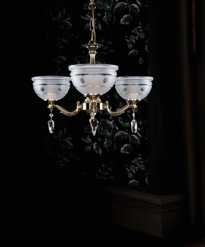 Casa Padrino Luxus Barock Kronleuchter mit böhmischen Kristallglas Messing Ø 53 cm