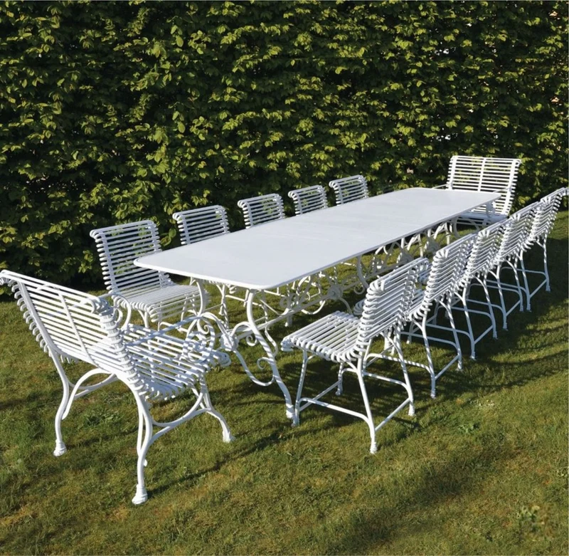 Casa Padrino Jugendstil Garten Esstisch Weiß 300 x 120 cm - Nostalgische Garten Möbel
