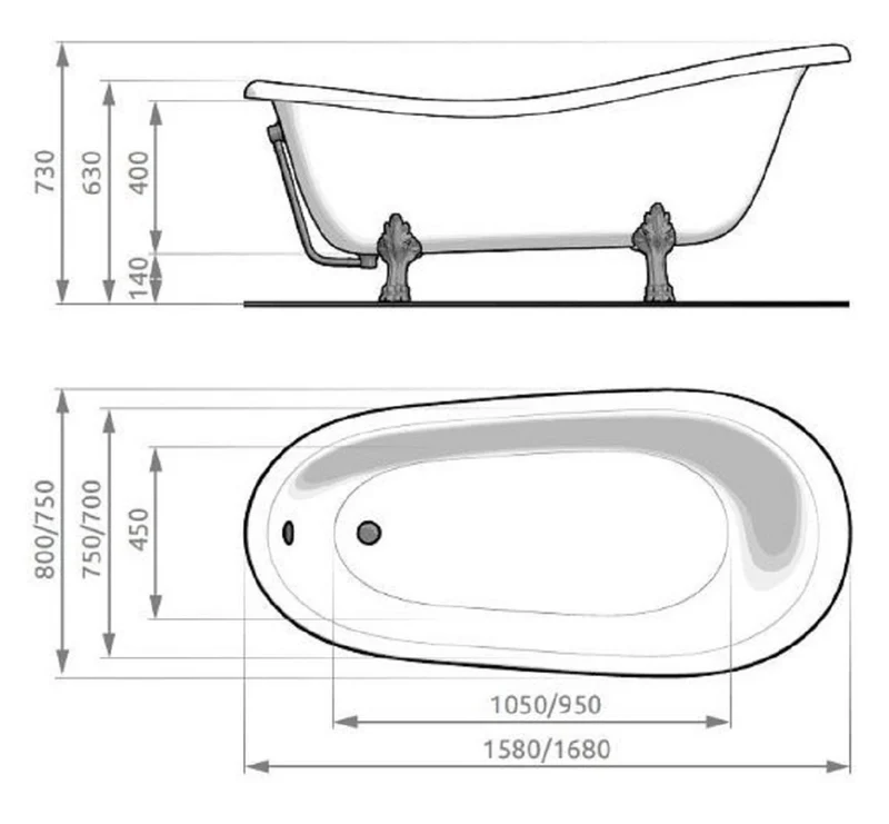 Casa Padrino Jugendstil Badewanne Gelb / Weiß / Silber 168 cm - Freistehende Retro Stil Badewanne