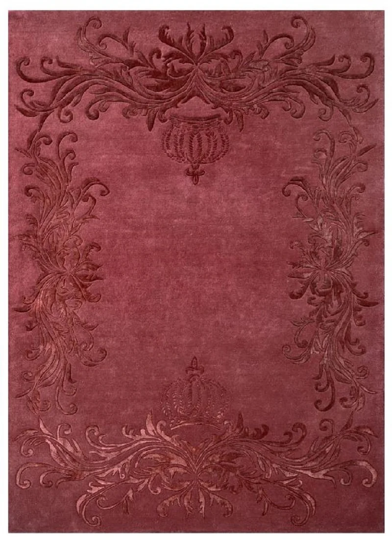 Pompöös by Casa Padrino Luxus Barock Teppich Krone von Harald Glööckler Bordeauxrot 200 x 300 cm