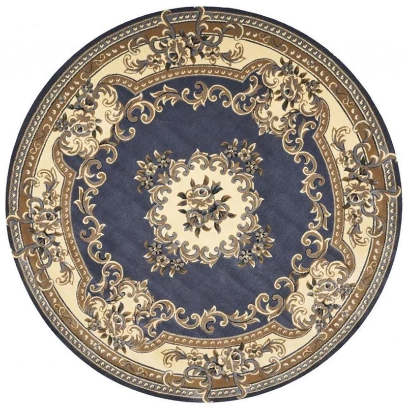 Casa Padrino Luxus Barock Wohnzimmer Teppich Blau / Creme / Braun Ø 400 cm