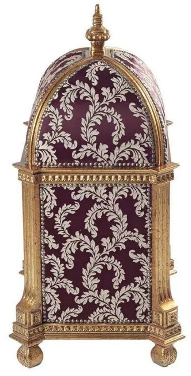 Casa Padrino Barock Katzenhaus Lila / Gold H. 94 cm - Barock Tiermöbel