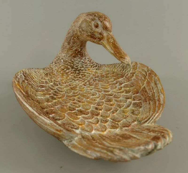 Casa Padrino Deko Holz Schale Schwan Braun 38 cm - Küchen & Tisch Dekoration