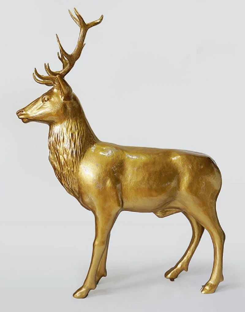 Casa Padrino XXL Deko Skulptur Hirsch Gold 185 x H. 220 cm