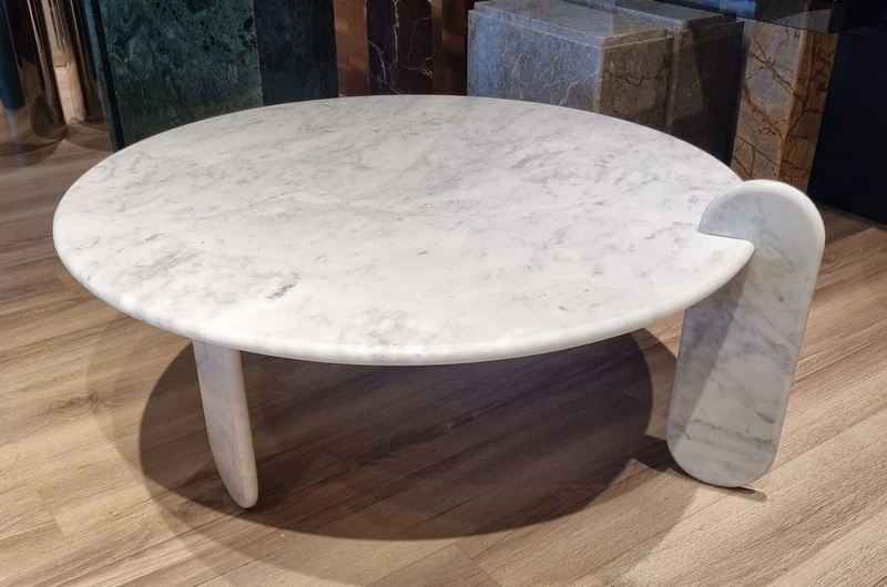Casa Padrino Luxus Marmor Couchtisch Weiß 140 cm - Luxus Wohnzimmer Möbel