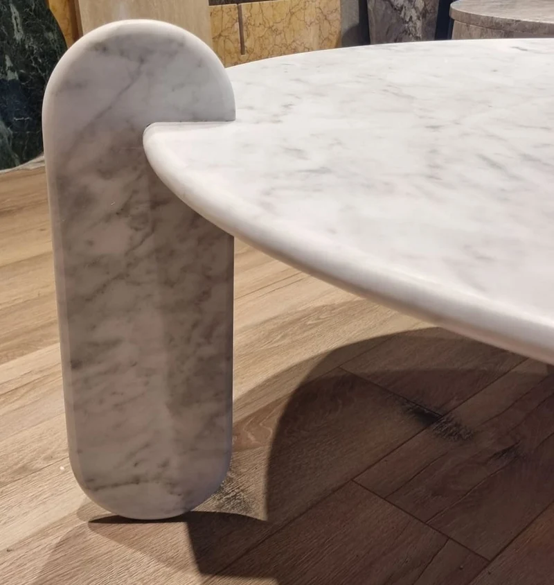 Casa Padrino Luxus Marmor Couchtisch Weiß 140 cm - Luxus Wohnzimmer Möbel
