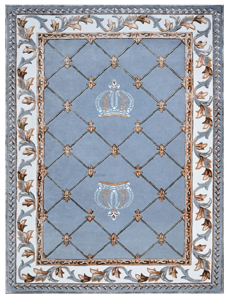 Pompöös by Casa Padrino Luxus Barock Teppich Krone von Harald Glööckler Blau - Verschiedene Größen