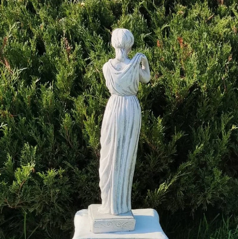 Casa Padrino Jugendstil Garten Deko Stein Skulptur Dame Grau H. 48 cm