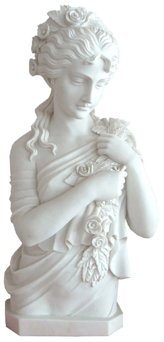 Casa Padrino Luxus Jugendstil Marmor Skulptur Frau Weiß H. 58 cm