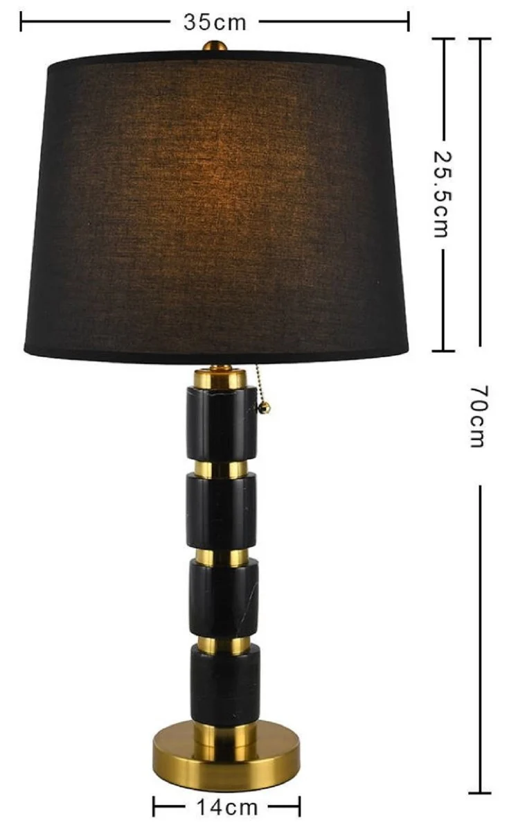Casa Padrino Luxus Marmor Tischleuchte Schwarz / Gold H. 70 cm