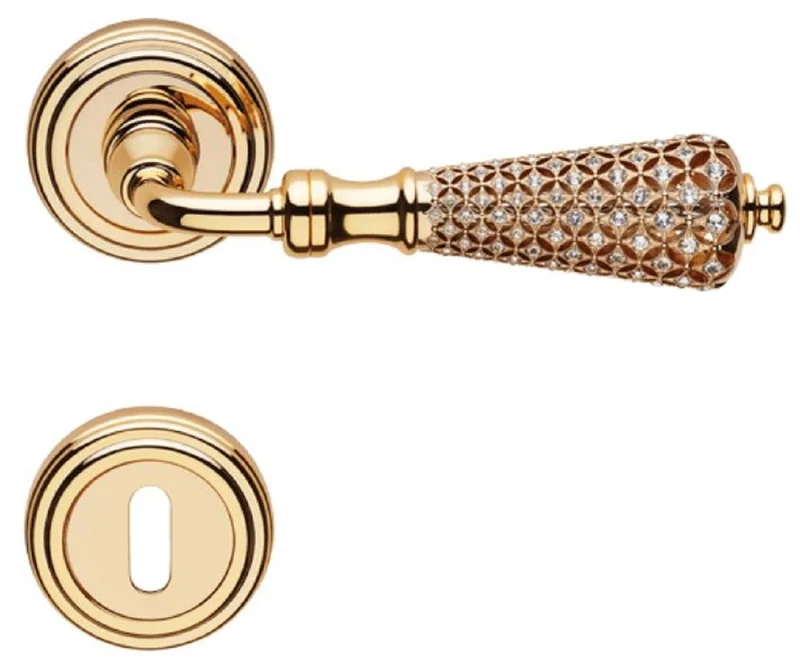 Casa Padrino Barock Türgriff Set mit Swarovski Kristallglas 14,5 cm - Made in Italy