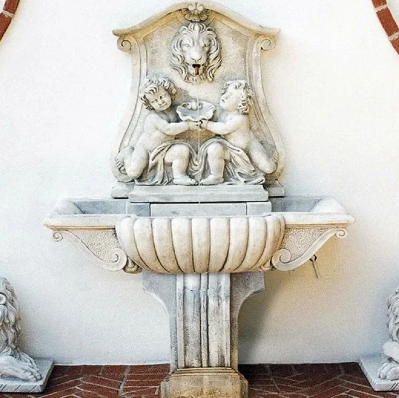 Casa Padrino Luxus Barock Wandbrunnen Grau 119 x H. 158 cm - Made in Italy