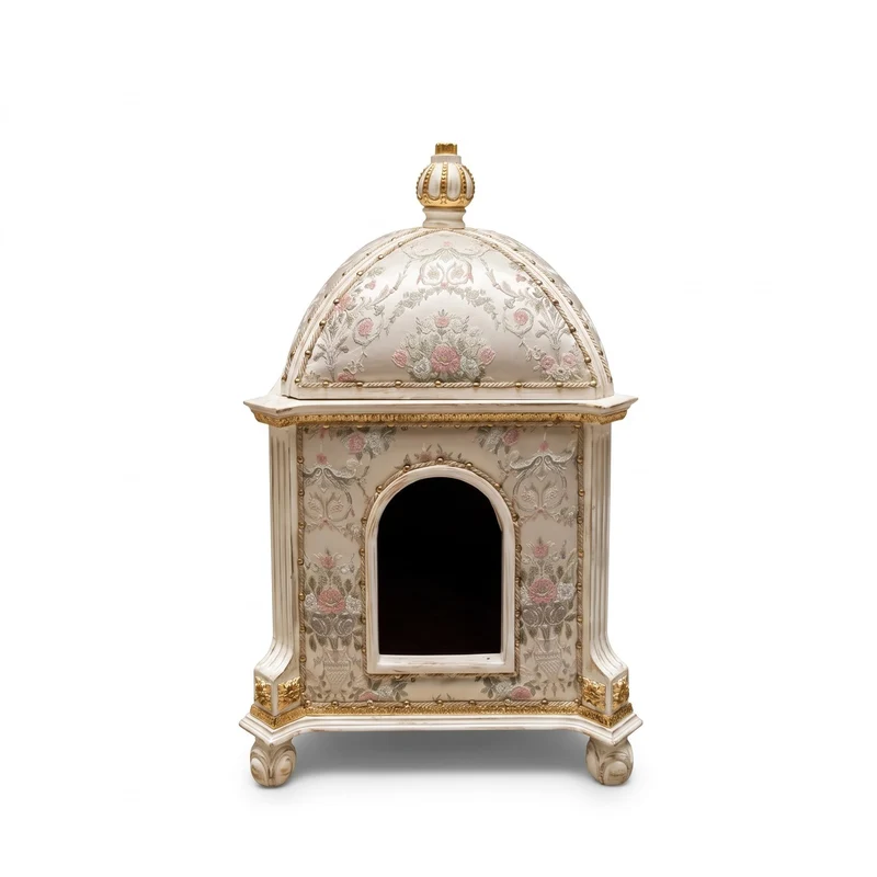 Pompöös by Casa Padrino Barock Katzenhaus Provence Silber / Cremeweiß / Gold - designed by Harald Glööckler