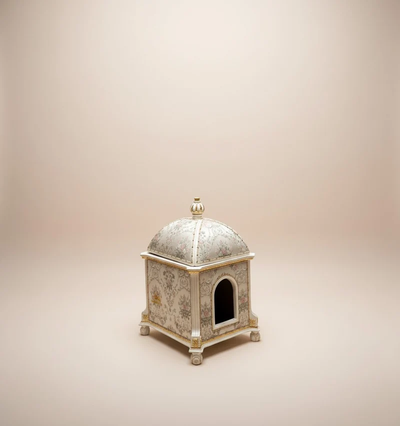 Pompöös by Casa Padrino Barock Katzenhaus Provence Silber / Cremeweiß / Gold - designed by Harald Glööckler