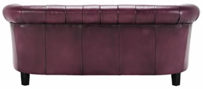 Casa Padrino Luxus Chesterfield Echtleder Sofa Lila / Schwarz 160 cm - Echtleder Möbel