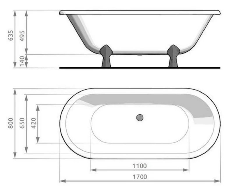 Casa Padrino Jugendstil Badewanne Weiß / Silber 170 cm - Freistehende Retro Stil Badewanne