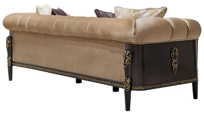 Casa Padrino Luxus Barock Wohnzimmer Möbel Set Hellbraun / Creme / Dunkelbraun / Gold