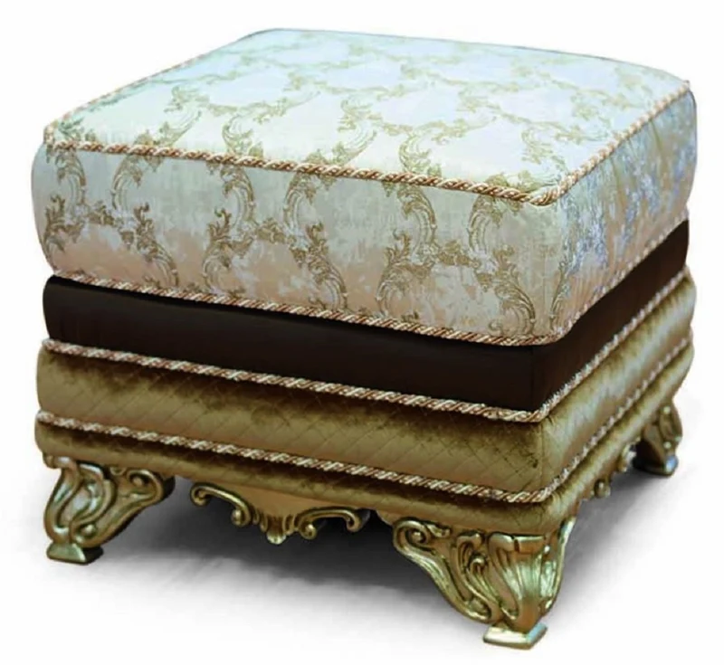 Casa Padrino Luxus Barock Hocker H. 48 cm - Barock Möbel - Made in Italy
