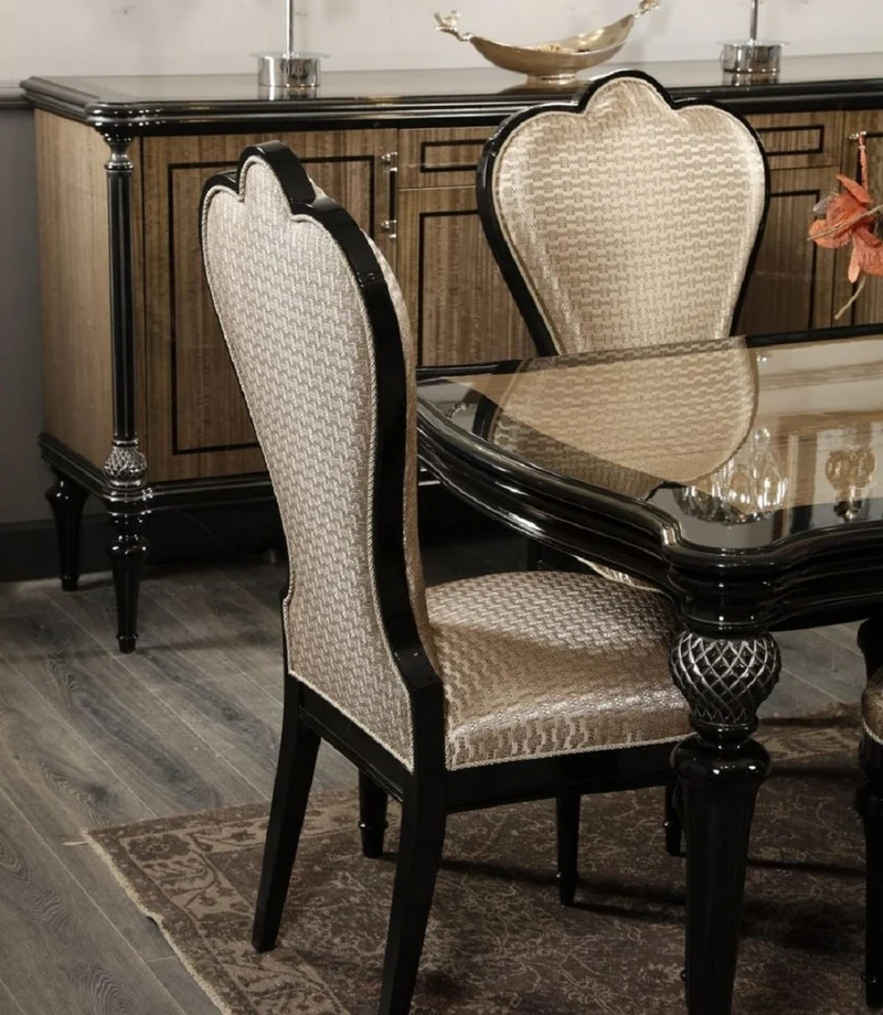 Casa Padrino Luxus Barock Esszimmer Set Gold / Schwarz - Handgefertigte Barock Esszimmer Möbel
