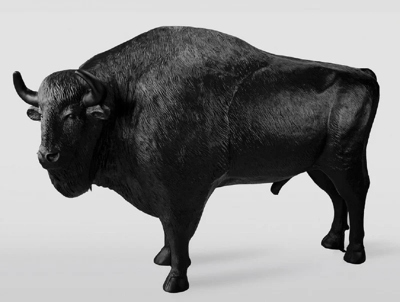 Casa Padrino XXL Deko Skulptur Bison Schwarz 260 x H. 170 cm