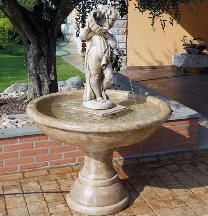 Casa Padrino Barock Springbrunnen Grau Ø 102 x H. 154 cm - Made in Italy