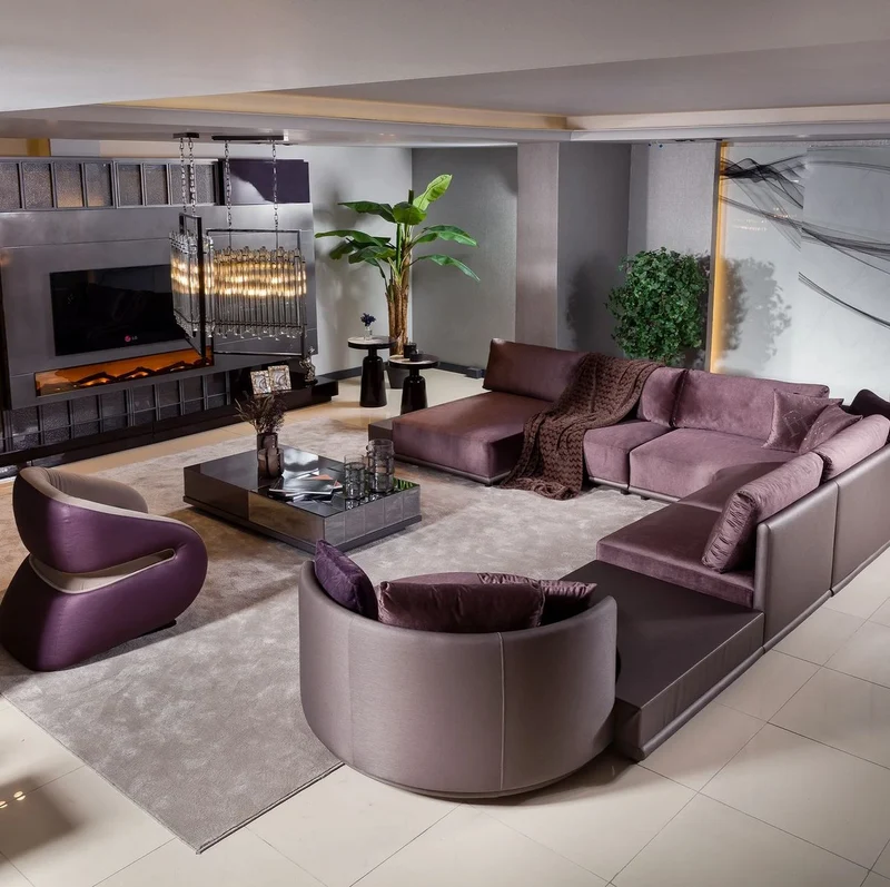 Casa Padrino Luxus Sessel Beige / Lila / Schwarz 80 x 90 x H. 80 cm