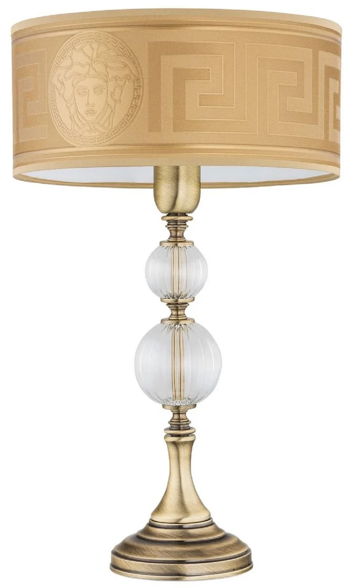 Casa Padrino Luxus Barock Tischleuchte Messing mit Patina / Gold H. 47 cm