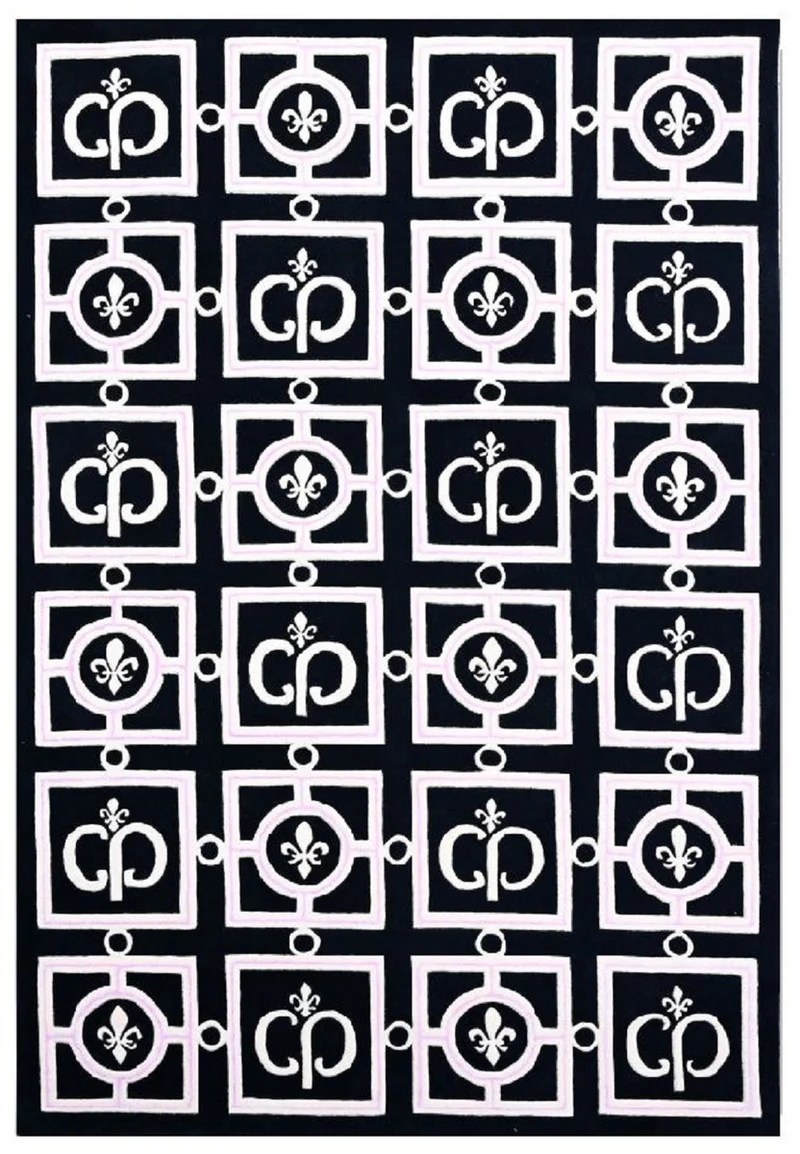 Casa Padrino Luxus Barock Teppich Schwarz / Weiß / Lila 200 x 300 cm - Barock Interior