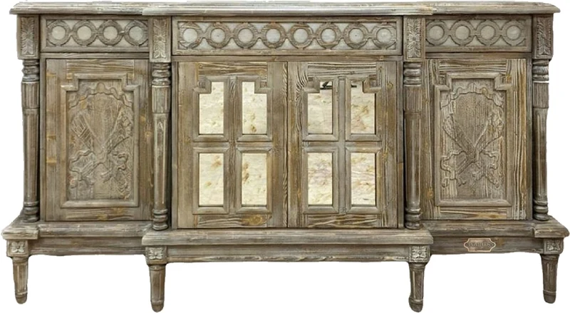 Pompöös by Casa Padrino Luxus Landhausstil Sideboard Provence Antik Grau 250 cm - Designed by Harald Glööckler
