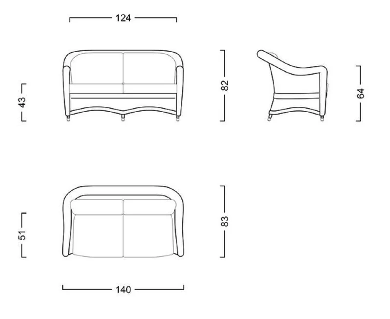 Casa Padrino Luxus 2er Gartensofa Dunkelbraun / Weiß 140 cm