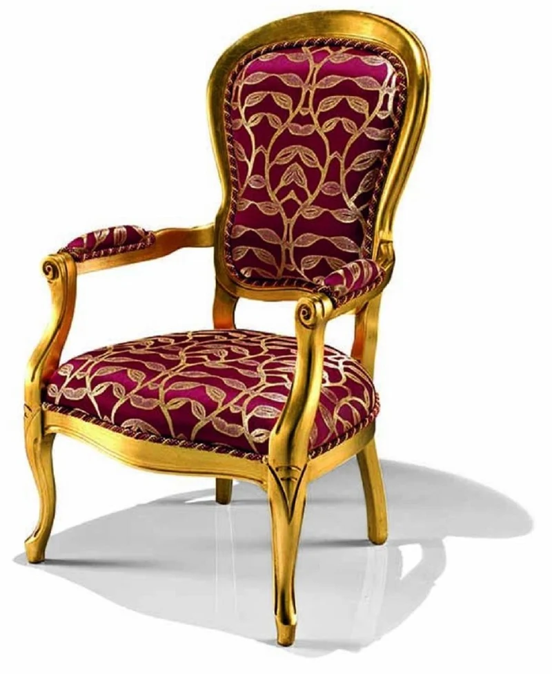 Casa Padrino Luxus Barock Sessel Lila / Gold - Made in Italy