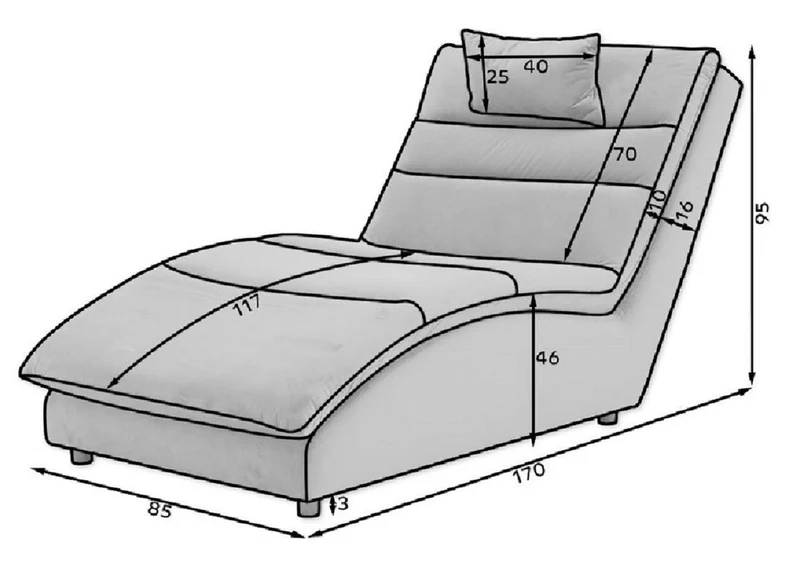 Casa Padrino Luxus Samt Chaiselongue mit Kopfkissen Grau 170 cm