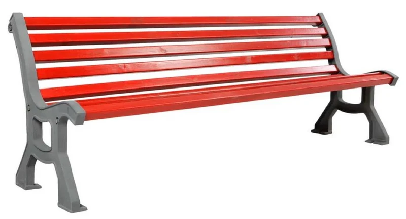 Casa Padrino Industrie Stil Gartenbank Rot / Grau 183 cm