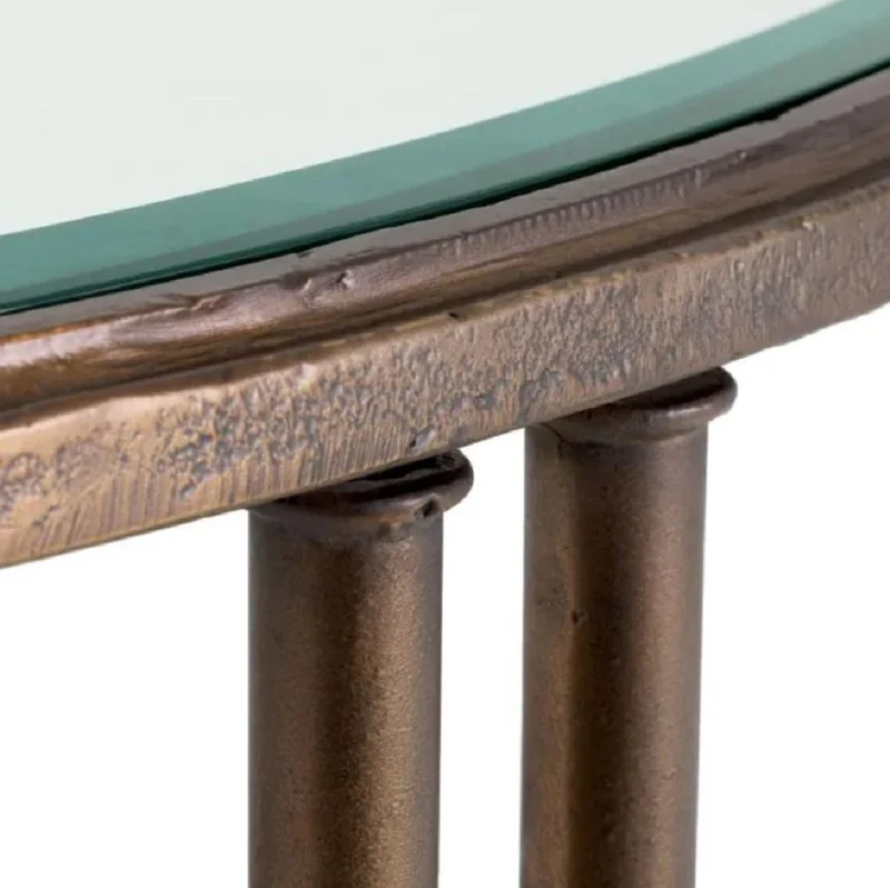 Casa Padrino Luxus Barock Beistelltisch mit Glasplatte Bronze Ø 62 x H. 64 cm