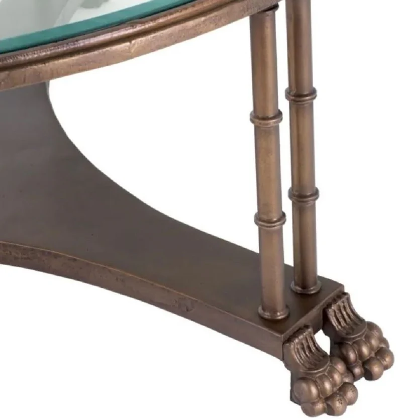 Casa Padrino Luxus Barock Beistelltisch mit Glasplatte Bronze Ø 62 x H. 64 cm