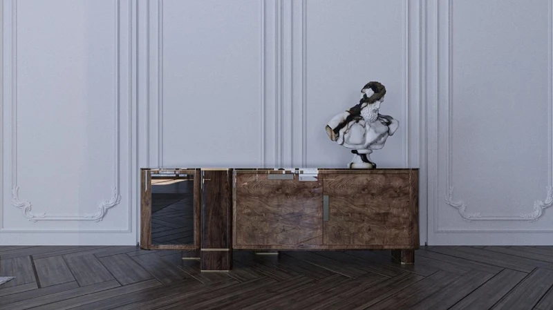 Casa Padrino Luxus Sideboard mit 3 Türen Naturfarben / Braun 230 cm