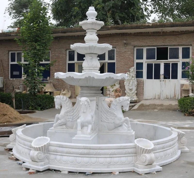 Casa Padrino Luxus Barock Marmor Springbrunnen Weiß Ø 380 x H. 300 cm