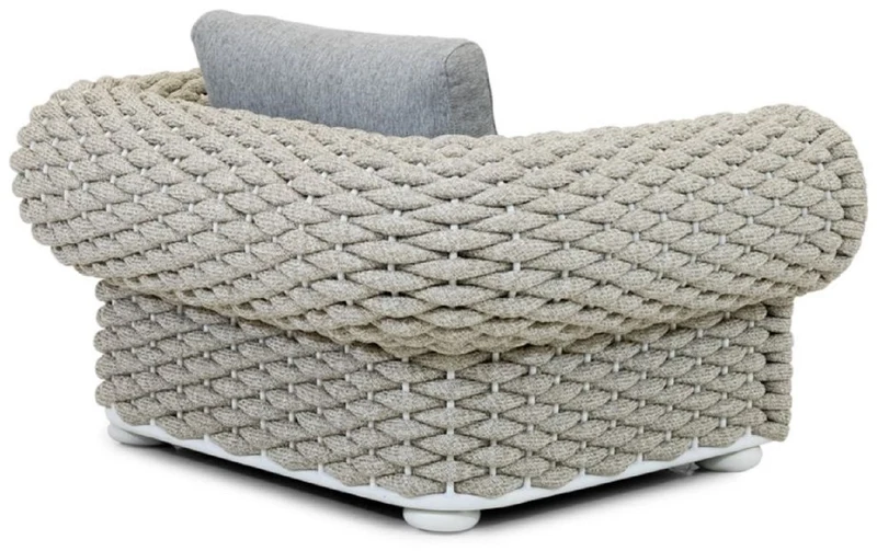 Casa Padrino Luxus Gartensessel Grau / Beige / Weiß 135 cm