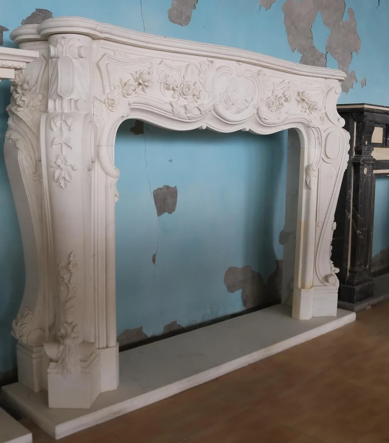 Casa Padrino Luxus Barock Marmor Kaminumrandung Weiß 240 x H. 170 cm