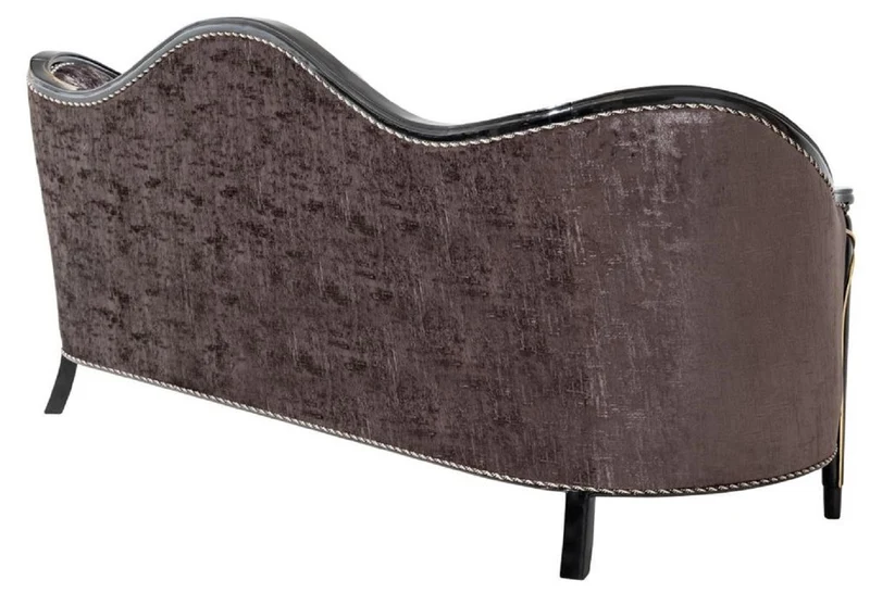 Casa Padrino Luxus Barock Wohnzimmer Sofa Lila / Schwarz / Gold 250 cm