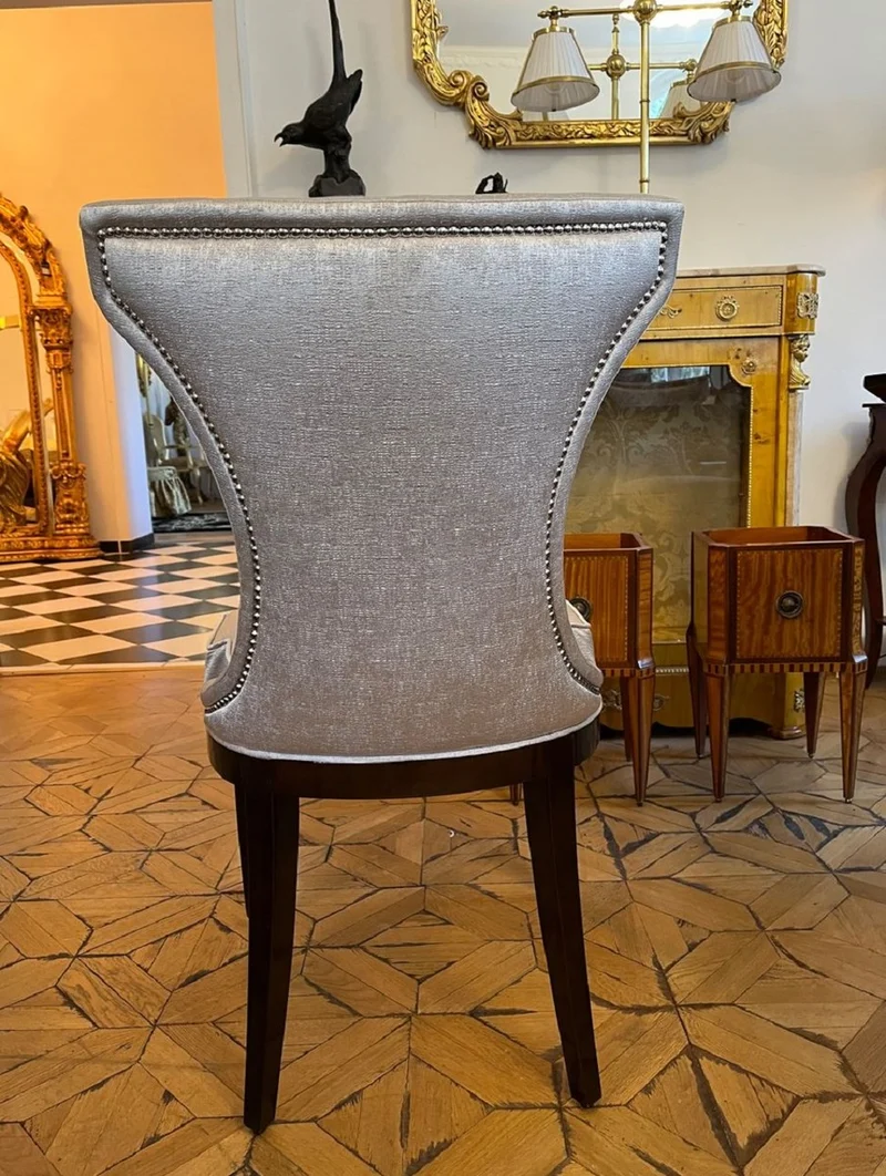 Casa Padrino Luxus Art Deco Esszimmer Stuhl Silber / Dunkelbraun