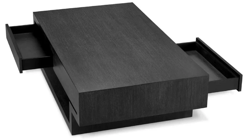 Casa Padrino Luxus Couchtisch mit 4 Schubladen Schwarzgrau 140 cm
