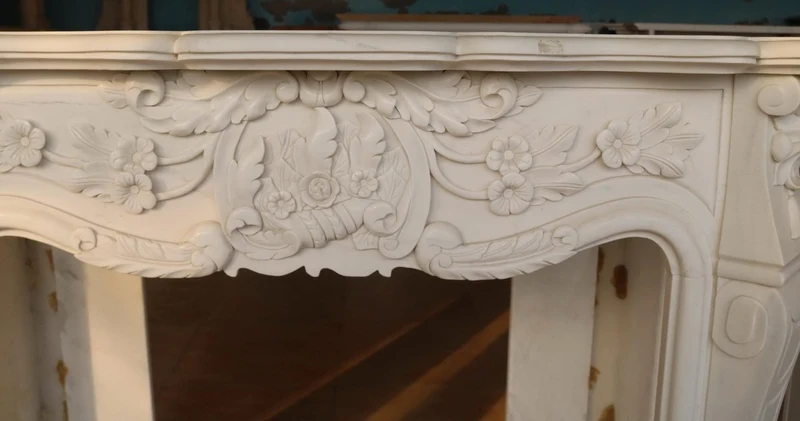 Casa Padrino Luxus Barock Marmor Kaminumrandung Weiß 153 x H. 113 cm