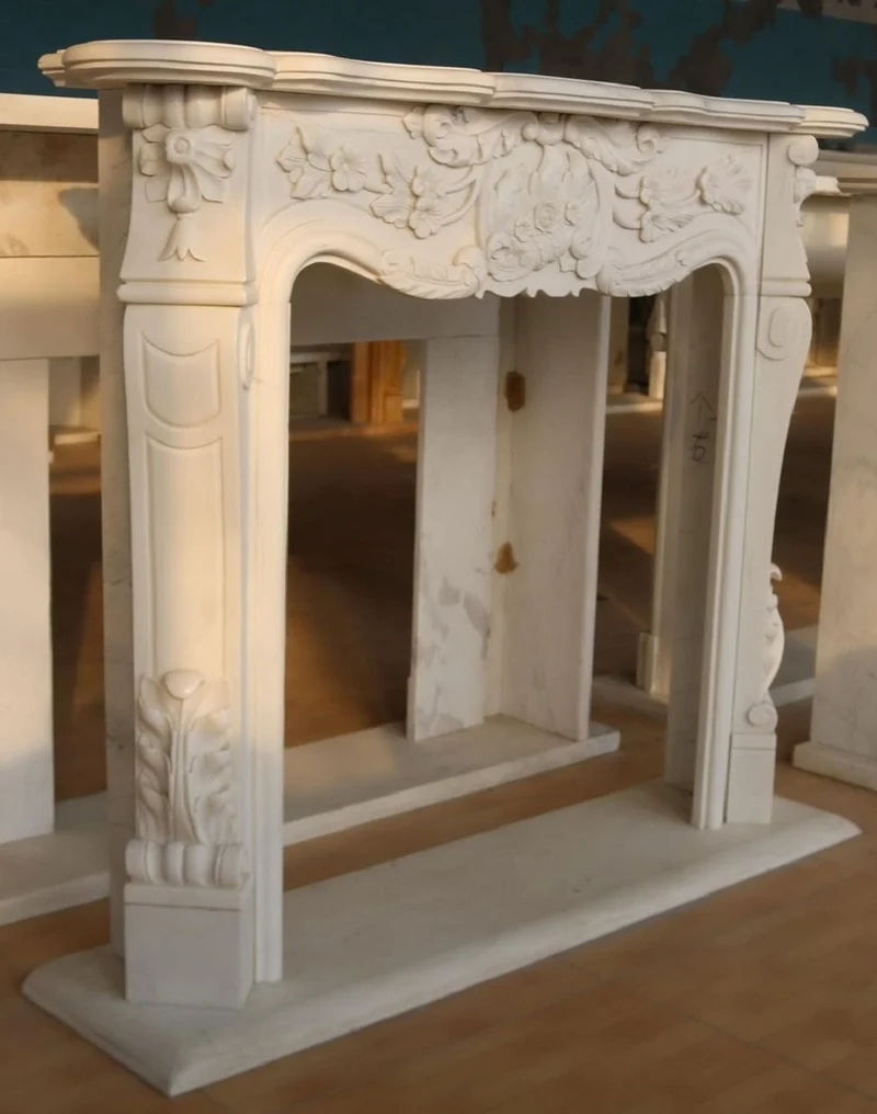 Casa Padrino Luxus Barock Marmor Kaminumrandung Weiß 153 x H. 113 cm