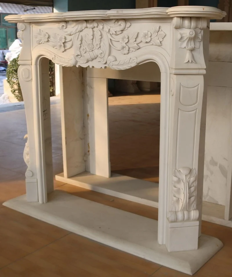 Casa Padrino Luxus Barock Marmor Kaminumrandung Weiß 153 x H. 113 cm
