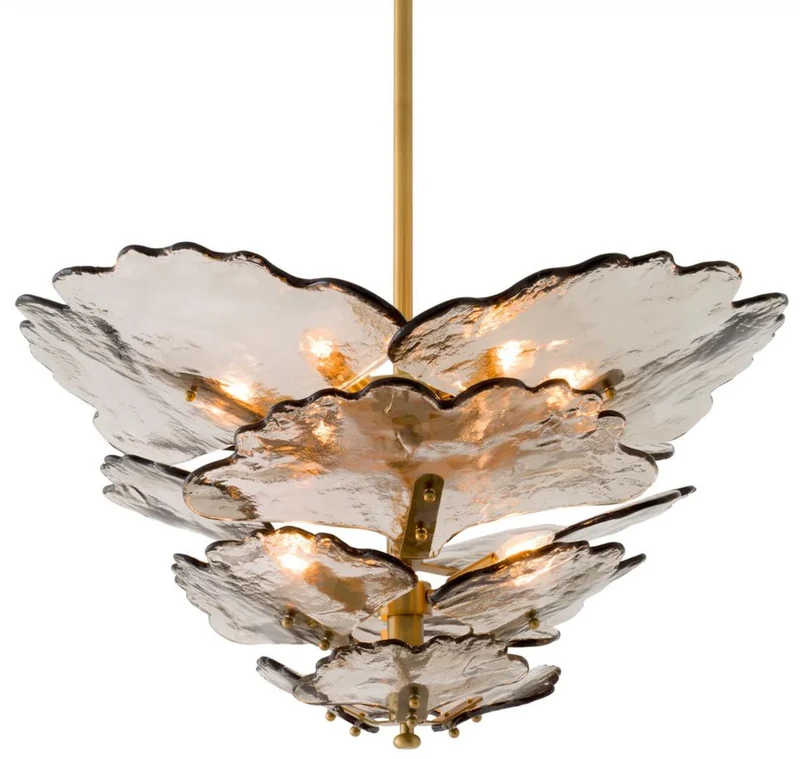 Casa Padrino Luxus Kronleuchter Grau / Antik Messing Ø 83 cm